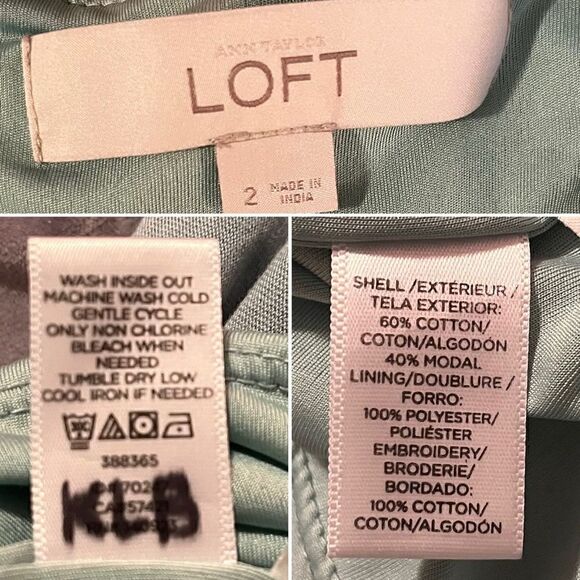 Ann Taylor LOFT Sleeveless Casual Eyelet Day Dress Mimi Seafoam Green 2 - Picture 7 of 8